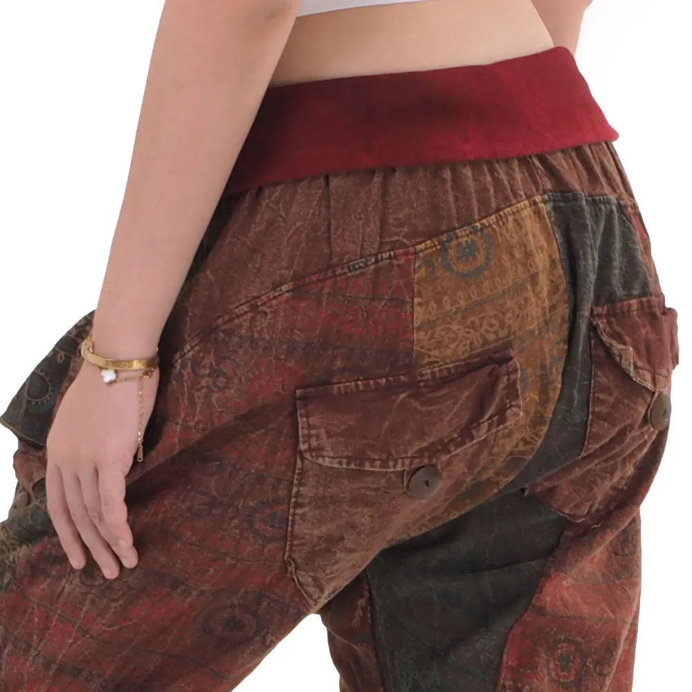 Women’s Patchwork Capri Harem Pants Sky Serenity