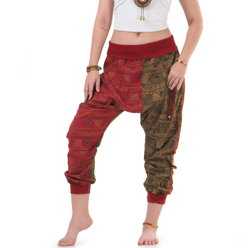 Women’s Patchwork Capri Harem Pants Sky Serenity