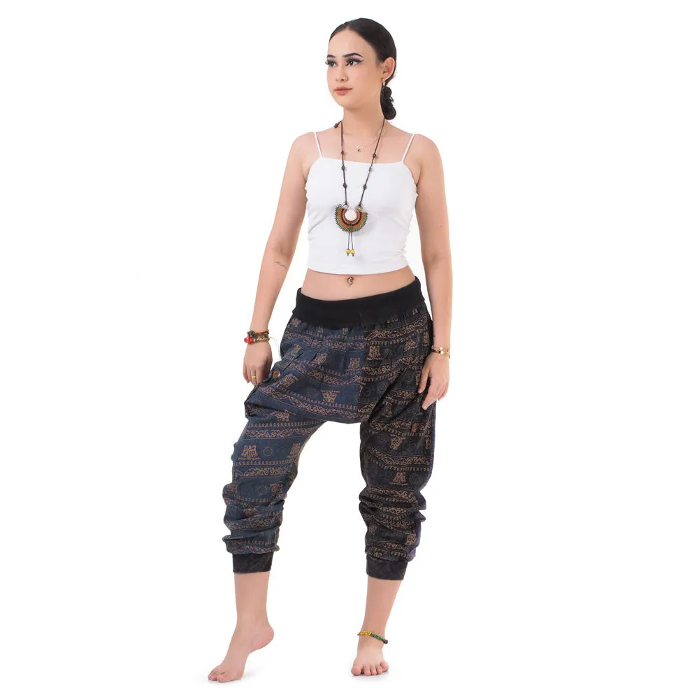 Women’s Patchwork Capri Harem Pants Sky Serenity